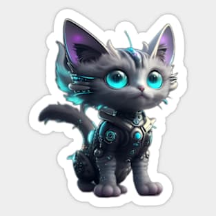 Futuristic Cyborg Cat Sticker